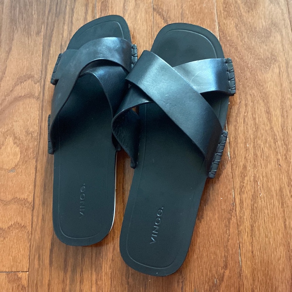 Vince leather slides with white soul size 40/ woman 10